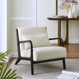 ORRD Mid-Century Modern Accent Chair with Removable Lumbar Pillow, Extra Thick Cushion & 105° Recline for Ultimate Comfort, Chenille Fabric - 1 of 4