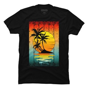 Men's Design By Humans SUNSET RETRO VINTAGE PALM TREES By punsalan T-Shirt - 1 of 2