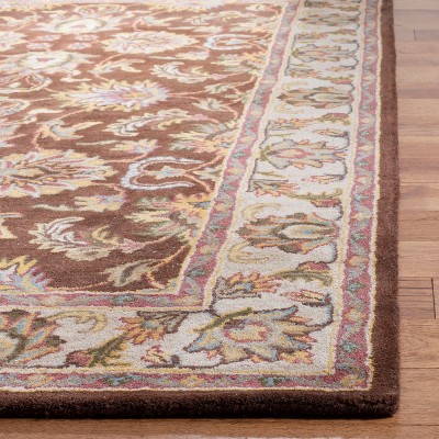 Elegant Ivory and Brown Hand-Tufted Wool Area Rug - 5' x 8'