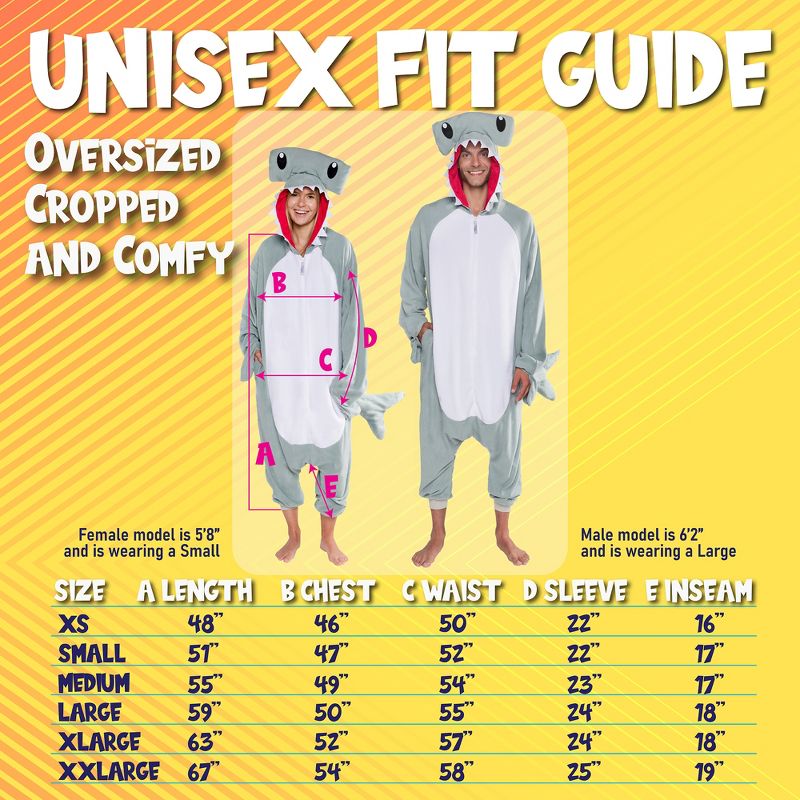 Funziez! Hammerhead Adult Unisex Novelty Union Suit Costume for Halloween, 3 of 7