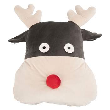 Reno Reindeer Pillow - off-White/Gray - 12" X 12" - Safavieh
