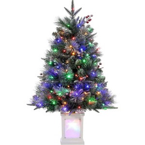 3Ft Prelit Artificial Christmas Tree with 78 Dual Color LED Lights, Battery Operated and Timer Function, Decor for Home, White Translucent Pot 2Pcs - 1 of 4