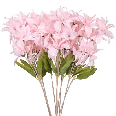 REGALWOVEN Real Touch Long Stem Artificial 3 Heads Lilies Flower 25.6" 10 Pcs