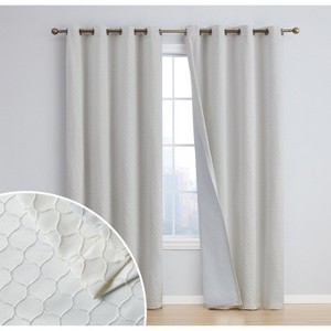 HLC.ME Siena 100% Full Blackout Thermal Insulated Double Layer Window Curtain Drapes Grommet Panels for Bedroom, Set of 2 - 1 of 4