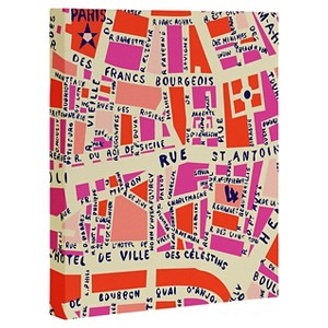 Holli Zollinger Paris Map Pink Art Canvas - Deny Designs , Size: 16 x 20, Pink Multicolored