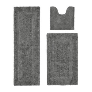 Lux Premium 100% Cotton  Ultra-Soft Tufted Solid Reversible 3 Piece Bath Rug Set, Water-Absorbent, Durable, Machine Washable Bathroom Rug - 1 of 4