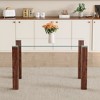 NicBex Rectangular Dining Table for 4 with Wood Grain Legs and Tempered Glass Top, Modern Kitchen Table, Dining Table for Kitchen, Bedroom - 3 of 4