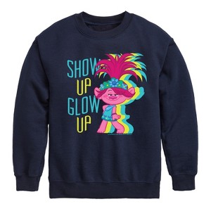 Boys' - Trolls - Show Up Glow Up Poppy Graphic Long Sleeve Fleece Sweatshirt - 1 of 4