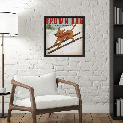 Brown Dog Ski Company Framed Canvas Wall Art 16" x 16"