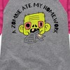 Girls' - Instant Message - A Zombie Ate My Homework Shirt Tail Raglan Graphic T-shirt - 2 of 4