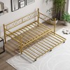 Homhougo Twin Daybed with Trundle, Metal Trundle Bed, Sofa Bed Frame, Heavy Duty Metal Slats Gold - 3 of 4