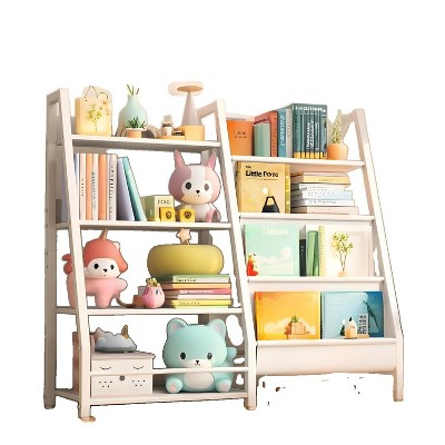 Vynxaria Bookshelf Series 24 in. Wide  3 / 4 Shelf Kids Bookcase with Side Pockets for Nurseries Playrooms and Classrooms