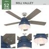 Hunter 52" Mill Valley Lighted Ceiling Fan Indigo Blue Finish with Washed Walnut Blades - Damp Rated for Indoor/Outdoor Use - 4 of 4