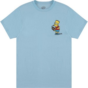 Men's Bart Simpson Classic Shirt - The Simpsons Homer, Bart, Lisa Tee - The Simpsons Embroidered Chest T-Shirt (Light Blue, Small) - 1 of 1