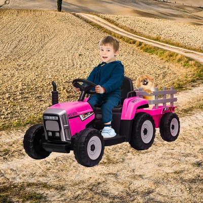 12V Kids Ride On Tractor with Trailer & Remote Control | 25/35W Electric Toy with EVA Wheels for Ages 3-6