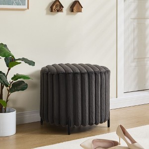 NicBex Upholstered Round Ottoman,Faux Fur Foot Rest with Black Metal Legs for Living Room Bedroom Entryway - 1 of 4