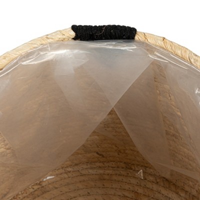 Round Handwoven Corn Leaf Basket Set with Black Accents