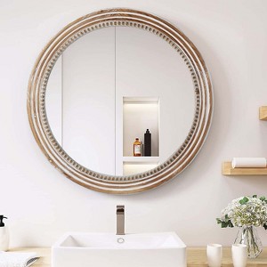 Spassway 24" x 24" Versatile Decorative Mirror Wall Art for Bathroom Living Room Bedroom Entryway Office Home Office Decor Antique Natural Available - 1 of 4