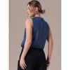 INSPIRE CHIC Women's Sleeveless V Neck Button Down Jean Crop Denim Tank Tops - 4 of 4