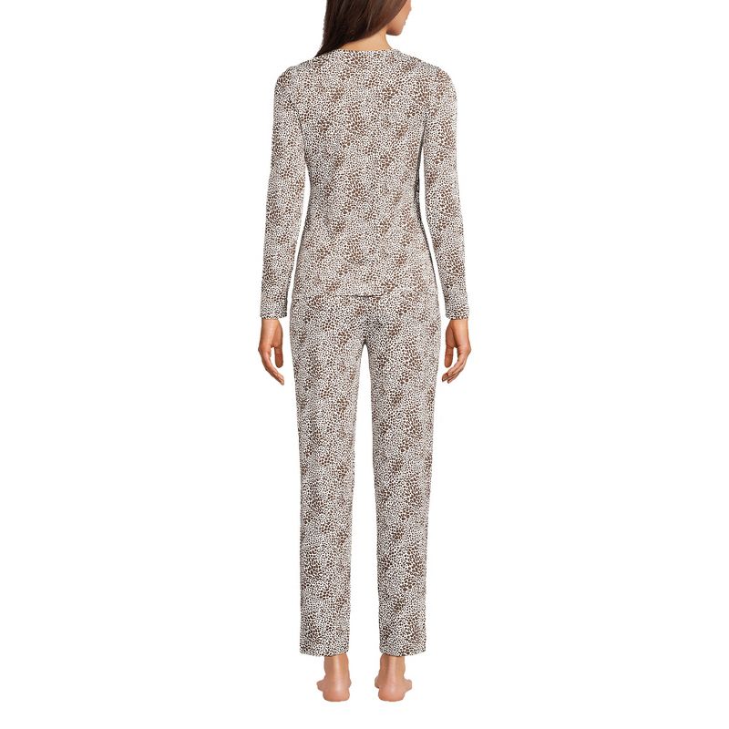 Lands' End Women's Cooling 2 Piece Pajama Set - Long Sleeve Crossover Top and Pants, 2 of 4
