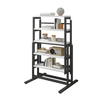 Vynxaria Convertible Solid Wood Table and Shelf with Metal Frame