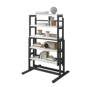 Vynxaria Convertible Solid Wood Table and Shelf with Metal Frame - 1 of 4