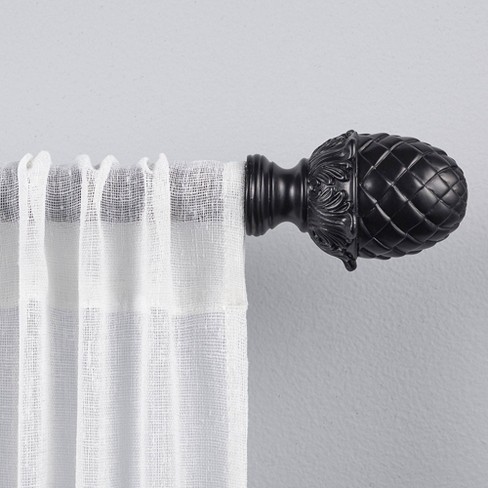 Acorn 1 Curtain Rod And Coordinating Finial Set Matte Black