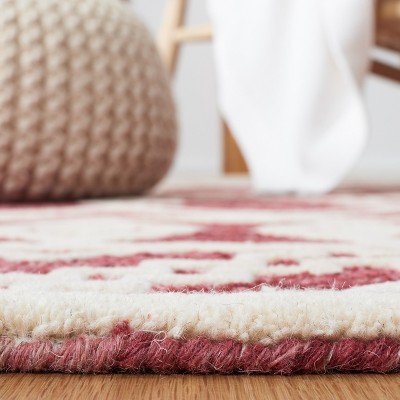 Hand-Tufted Red and Ivory Wool Abstract 8' x 10' Area Rug
