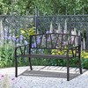 Outsunny Metal Garden Bench, Black Outdoor Bench for 2 People, Park-Style Patio Seating Decor with Armrests & Backrest, Black - 2 of 4
