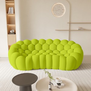 WJSHome Bubble Sofa,98.43'' Comfy Breathable Mesh Fabric Upholstered Curved Couch, 3D Honeycomb Shape Modern Couch for Living Room - 1 of 4
