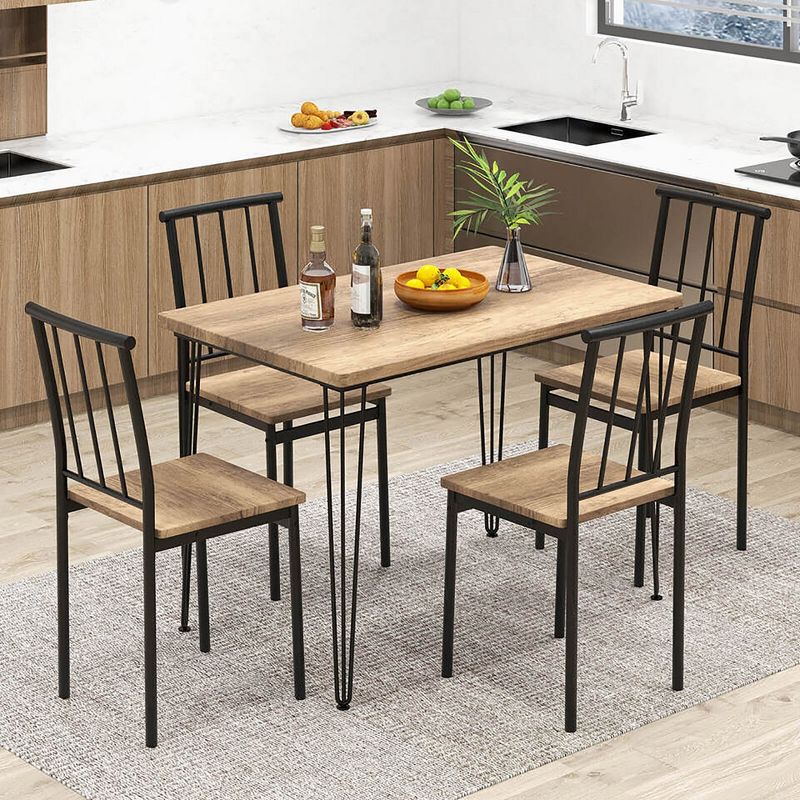 Tangkula 5-Piece Dining Table Set for Small Space Kitchen Table Set for 4 Natural, 4 of 11