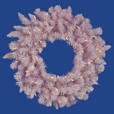 Vickerman 48" Prelit LED Flocked Cupcake Pink Artificial Christmas Wreath - Clear Lights