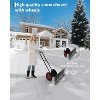 Heavy Duty Steel Snow Pusher with Wheels, Adjustable Handle & Blade Angle, Ergonomic Double Rod Design, Effortless Snow Removal Shovel for Driveways - 2 of 4