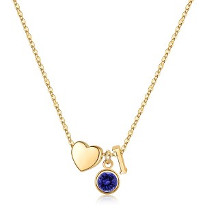 Turandoss 18K Gold Initial Heart Necklace for Women Girls - December Tanzanite Birthstone Pendant Necklace, Jewelry for Women, Birthday Gifts, 16+2In - 1 of 4