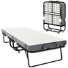 HOMCOM Rollaway Bed, Folding Bed with Mattress, Portable Foldable Guest Bed with Sturdy Metal Frame and Wheels, White - 4 of 4