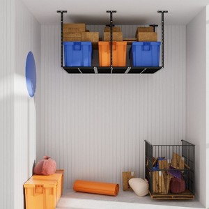 Karl Home 48 in. D x 48 in. W Black in Adjustable Height Overhead Ceiling Mount Garage Storage Rack with Free Hooks - 1 of 4