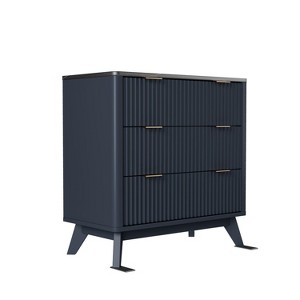SinCiDo Modern 32" Tall Fluted Nightstand w/Faux Marble Top, Curved Profile, 3 Drawer Storage Bedside Tables for Bedroom, Living Room - 1 of 4