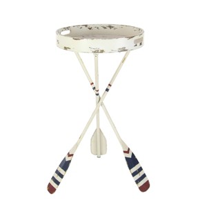 Coastal Iron Accent Table White - Olivia & May - 1 of 3