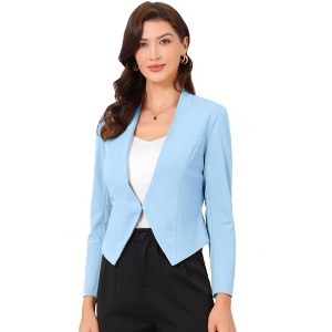 INSPIRE CHIC Women's Collarless Work Office Long Sleeve Cropped Blazers - 1 of 4