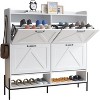 Shoe Storage Cabinet with 4 Flip Drawers, Hidden Wood Shoe Rack Storage - 3 of 4