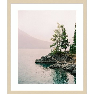 Smoky Lake Day Natural Wood Framed Scenic Landscape Print