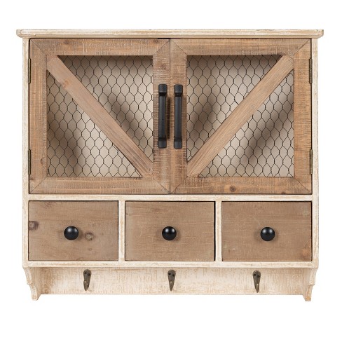 Hutchins Decorative Wooden Wall Cabinet With Chicken Wire 2 Door