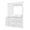 FURNIinspire Hall Trees Modern Hall Tree With Shoe Cabinet, Mirrored Cabinet Door, Coat Hanger, 2 Flip Drawers, 4 Hooks, White, 10.4"*54.7"*81.3" - 4 of 4
