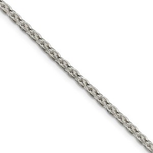 Black Bow Jewelry 3mm, Sterling Silver Round Solid Spiga Chain Necklace - 1 of 4