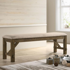 60" Farmhouse Upholstered Dining Bench with Foam-Padded Seat for Kitchen or Entryway -3irtyhousy - 1 of 4