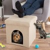 Pet Adobe Multipurpose Collapsible Pet House Ottoman with Cushion Top - 15" x 15", Tan - 2 of 4