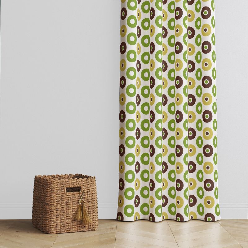 Bacati - Mod Dots Stripes, Green/Yellow/Beige/Brown Dots Curtain Panel, 2 of 5