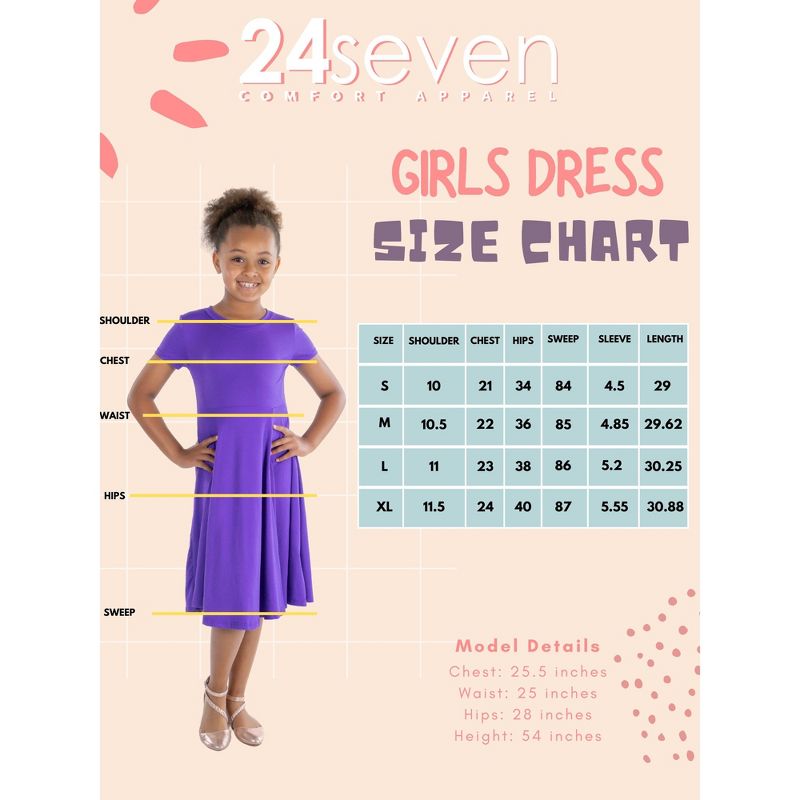 24seven Comfort Apparel Girls Flowy Short Sleeve Girls Dress, 4 of 5