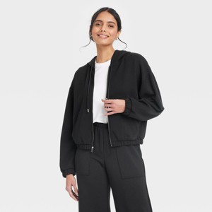 Women's Sandwash Hooded Zip-Up Sweatshirt - A New Day™ - 1 of 4