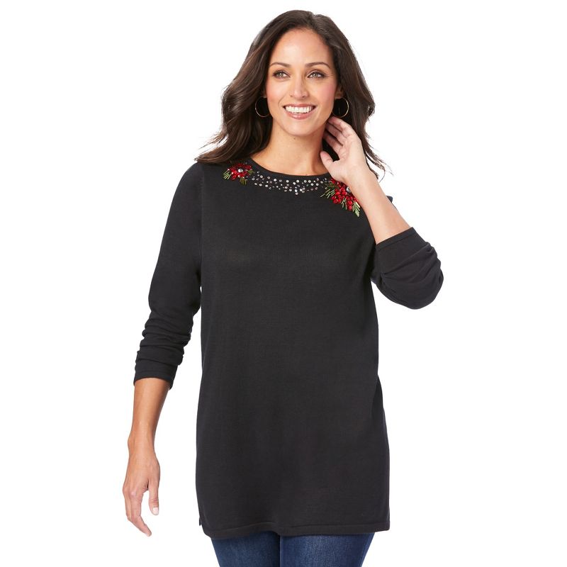 Jessica London Women's Plus Size Holiday Motif Pullover, 1 of 2